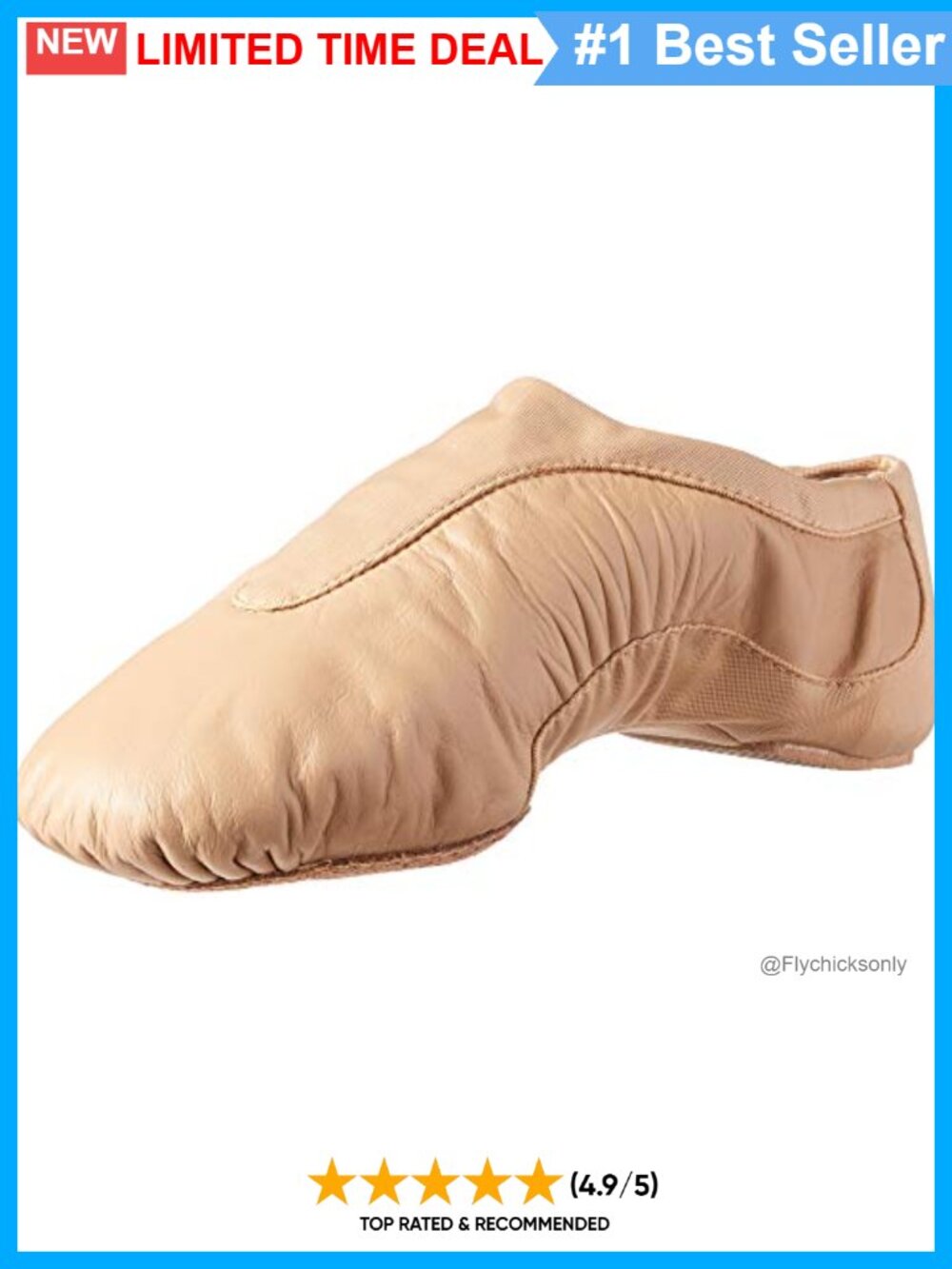 Leather Jazz Dance Shoes Split Sole Pull-On Flats
